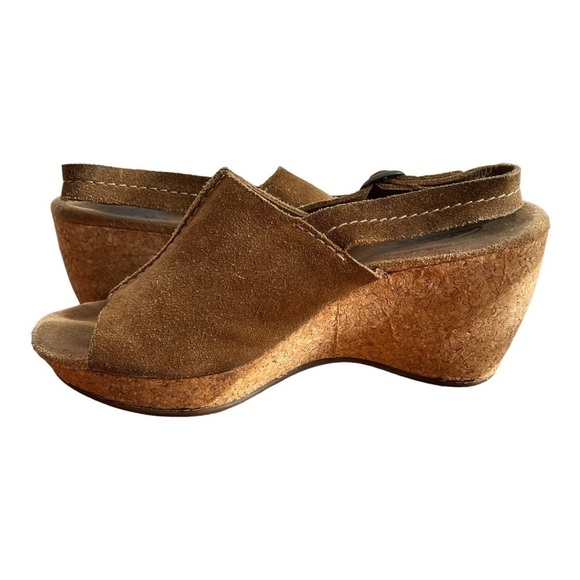 Clarks Elements Slingback Wedge Sandals Harwich Middy Tan Cognac‎ Suede size 7 M - Picture 4 of 9